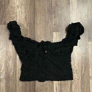 Princess Polly Elouise Black Milkmaid Top